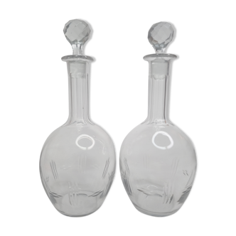 Paire de carafes en cristal taillé XIX ème, 31 cm