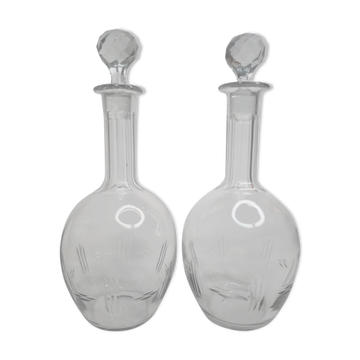 Paire de carafes en cristal taillé XIX ème, 31 cm