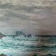 Ancient table, marine landscape, signed 20th century.