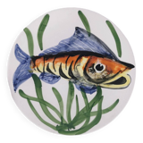 Vintage hand decorated plate signed Vallauris 60's