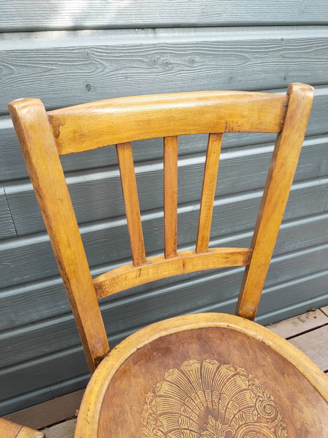 Pair of vintage beech bistro chairs