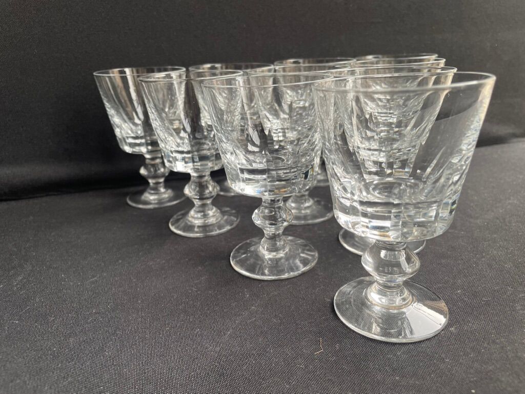 10 crystal port stemmed glasses - XXth