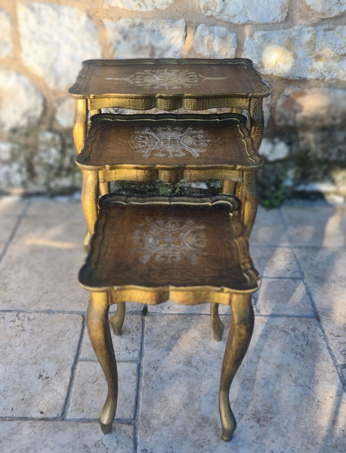 Painted wooden nesting table