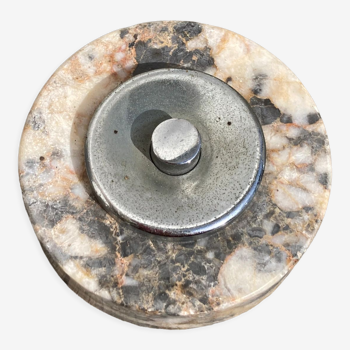 Antique doorbell or switch in marble and silver metal