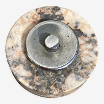 Sonnette ou interrupteur ancienne en marbre et métal argenté
