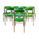 Série de 8 chaises Souvignet en chrome et skaï vert