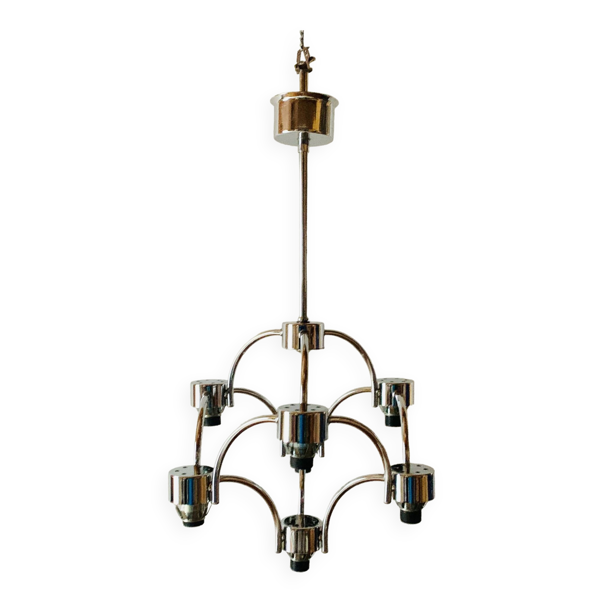 Lustre vintage en métal chromé - Space Age Design - SA Boulanger