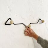 Sixties coat rack/hook, metal and white wood