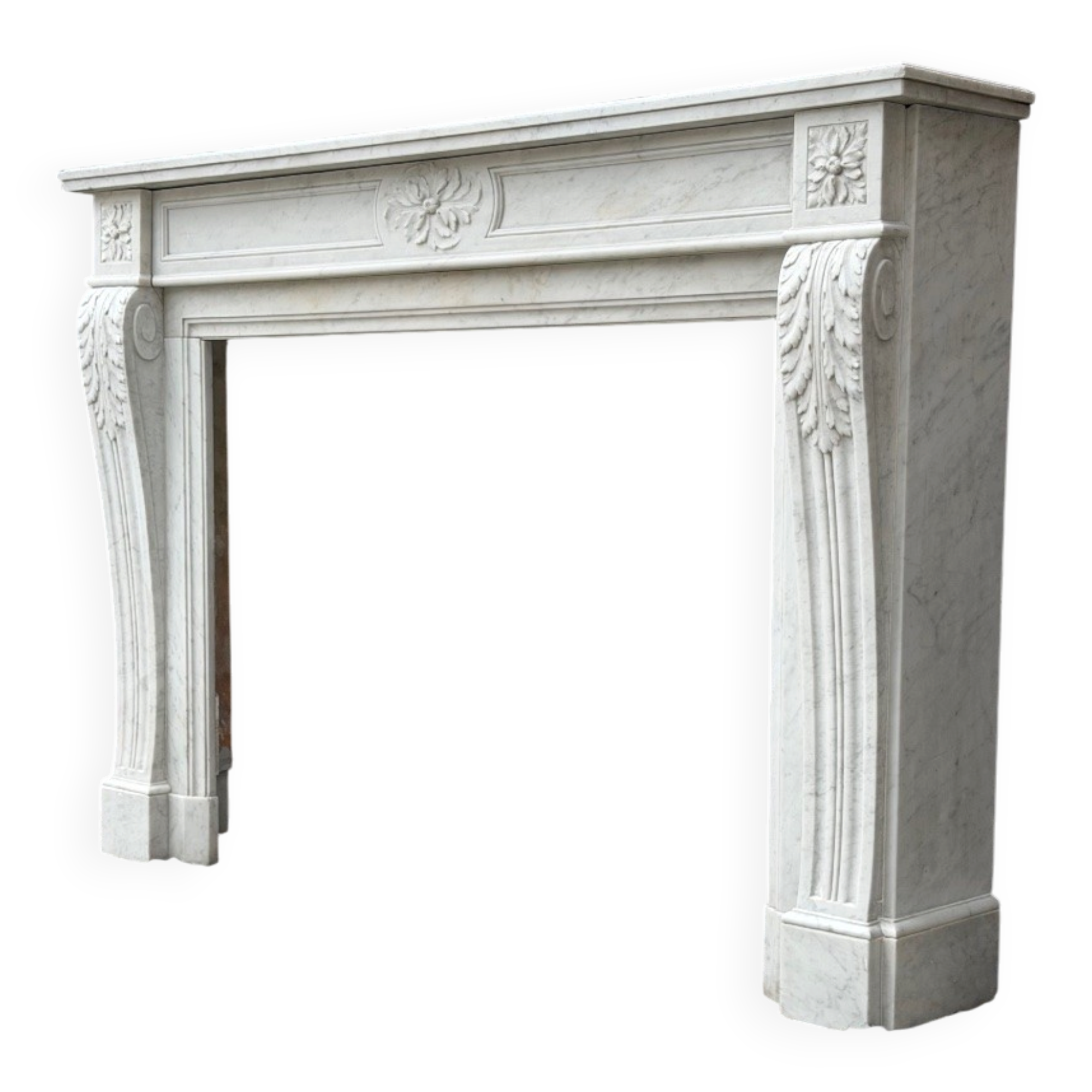 Louis XVI style Carrara marble fireplace circa 1880