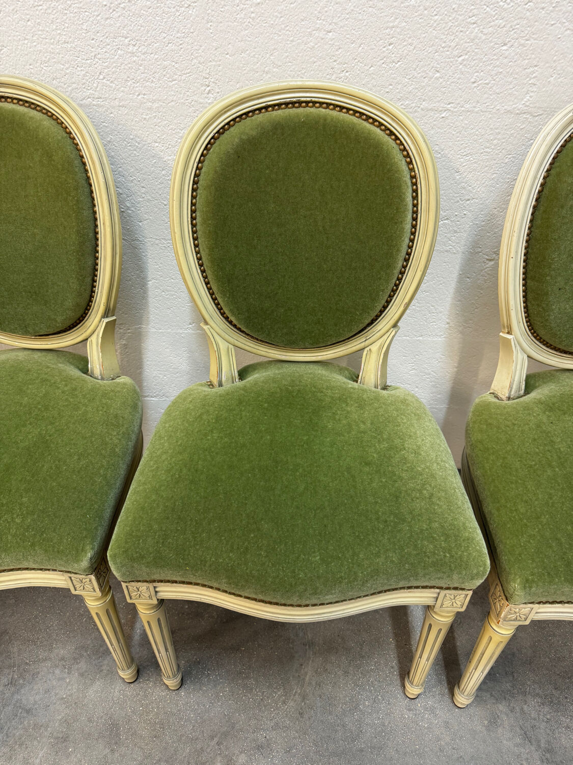 4 studded Louis XVI medallion chairs