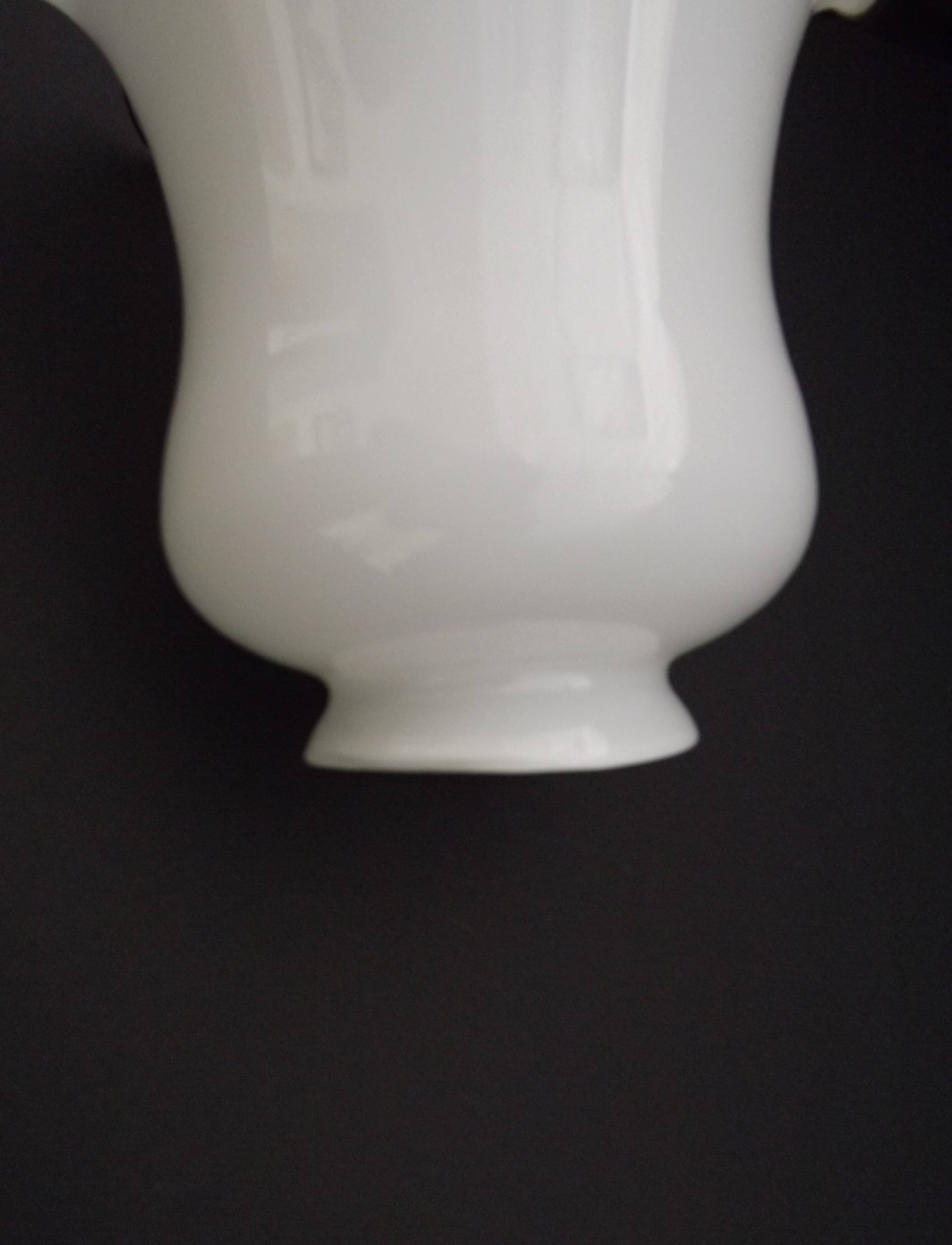 White Opaque Glass Bell Shaped Shade With Contrasting Frilled Edge