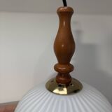 Vintage Scandinavian pendant light in white pleated opaline