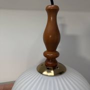Vintage Scandinavian pendant light in white pleated opaline