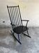 Black solid wood Scandinavian Windsor rocking chair — tall spindle back, mid-20th century