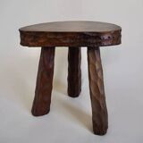 Pair of wooden tripod stools