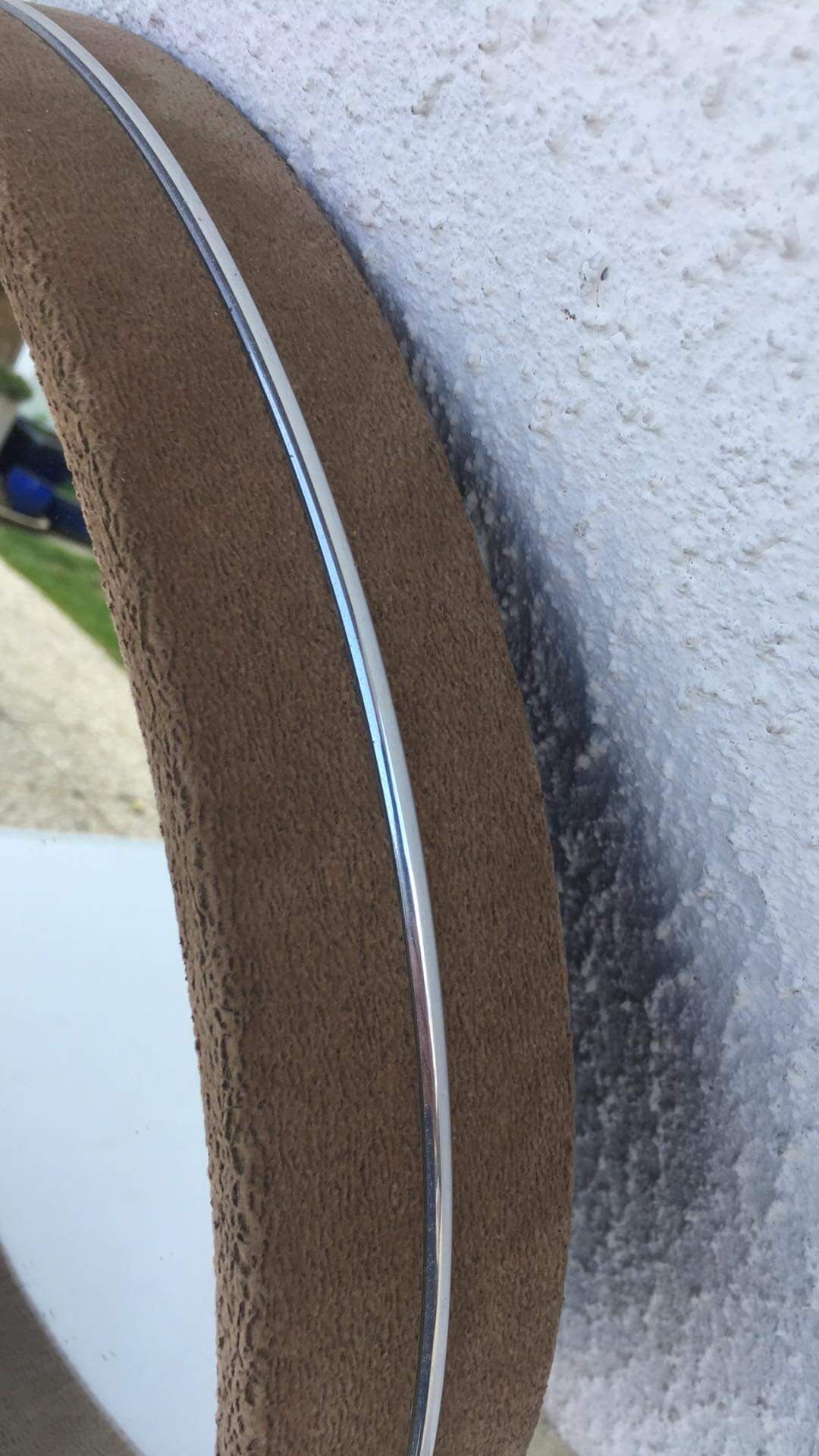 Vintage round velvet mirror