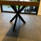 Table à manger rectangulaire industrielle en bois et acier