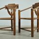 Pair of vintage antique Scandinavian oak Monk chairs, Sweden 1950s