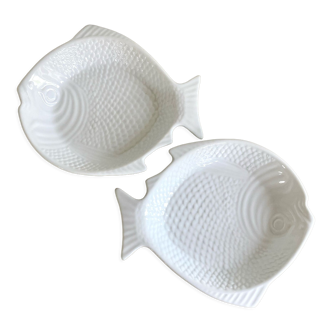 Embossed ceramic fish dishes