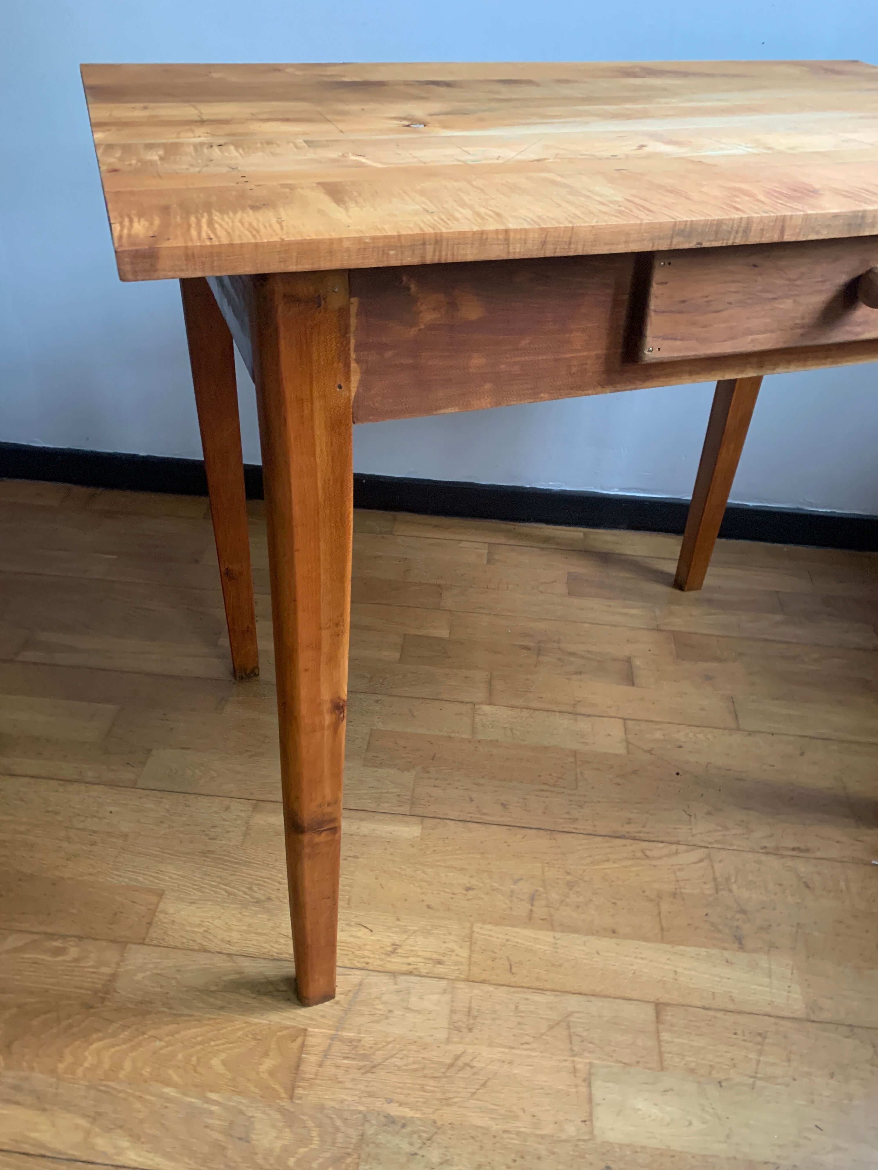 Wooden farmhouse table