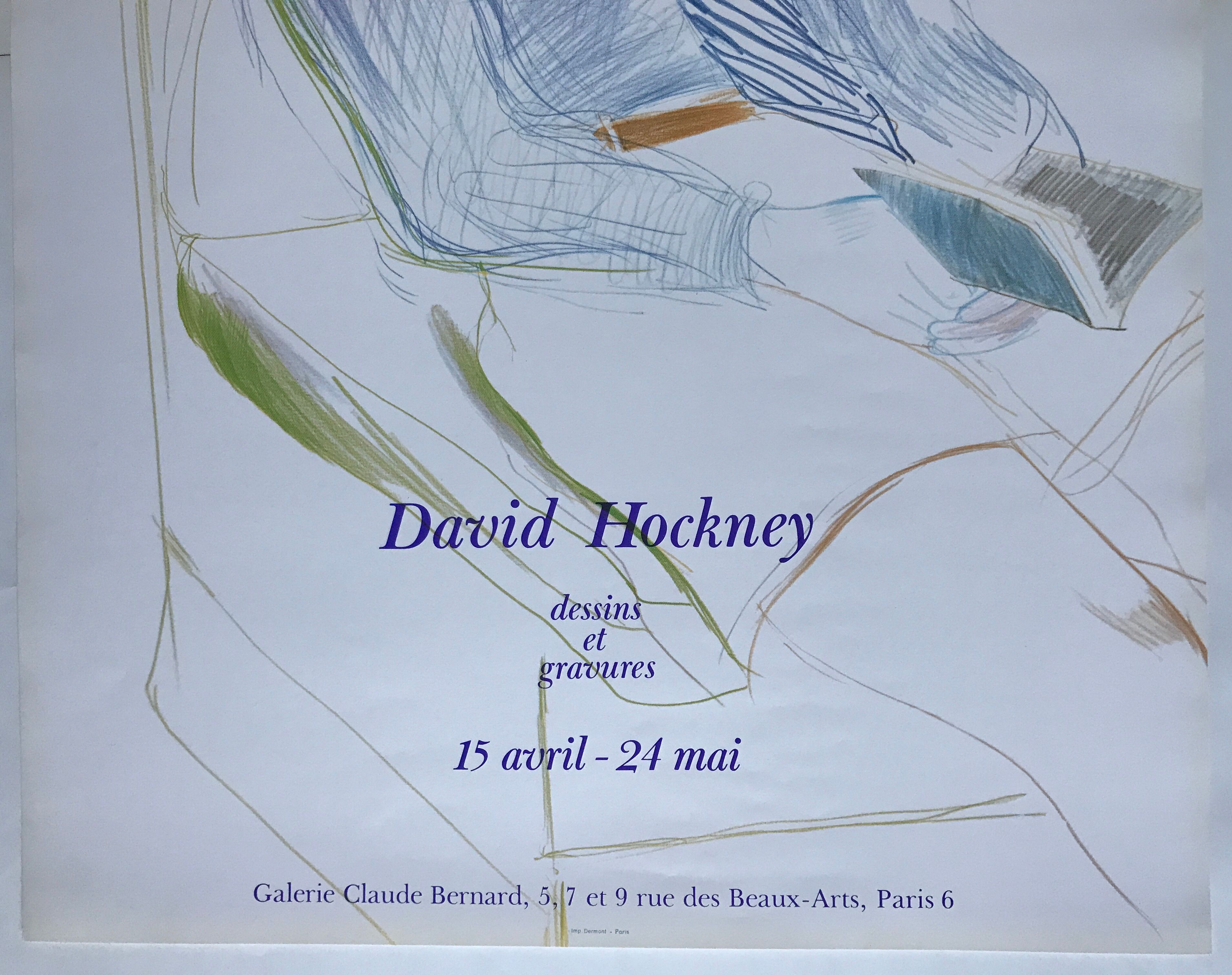 David hockney, galerie claude bernard, 1975. original exhibition poster