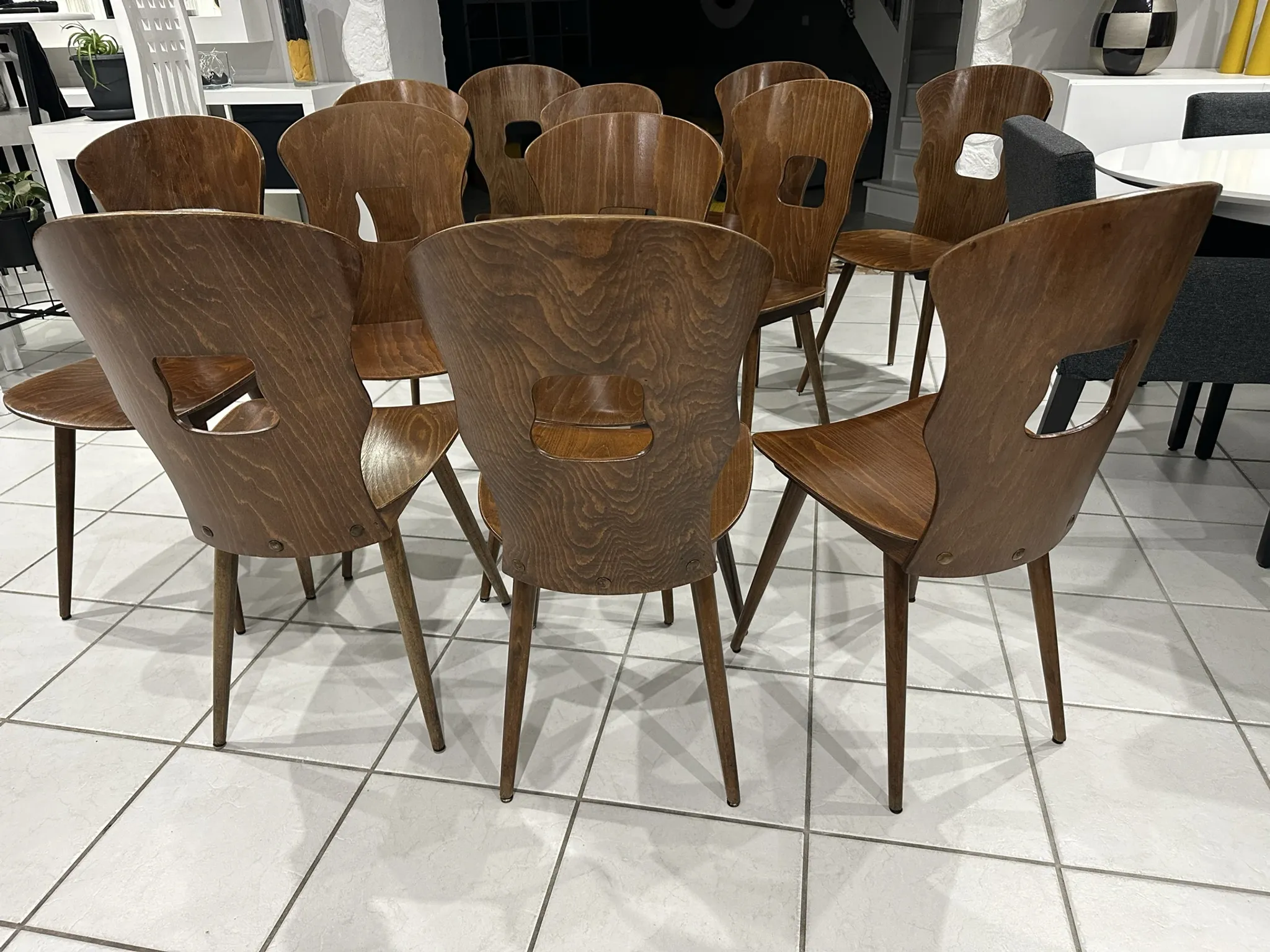Set of 12 Baumann bistro chairs model Gentiane vintage 1970