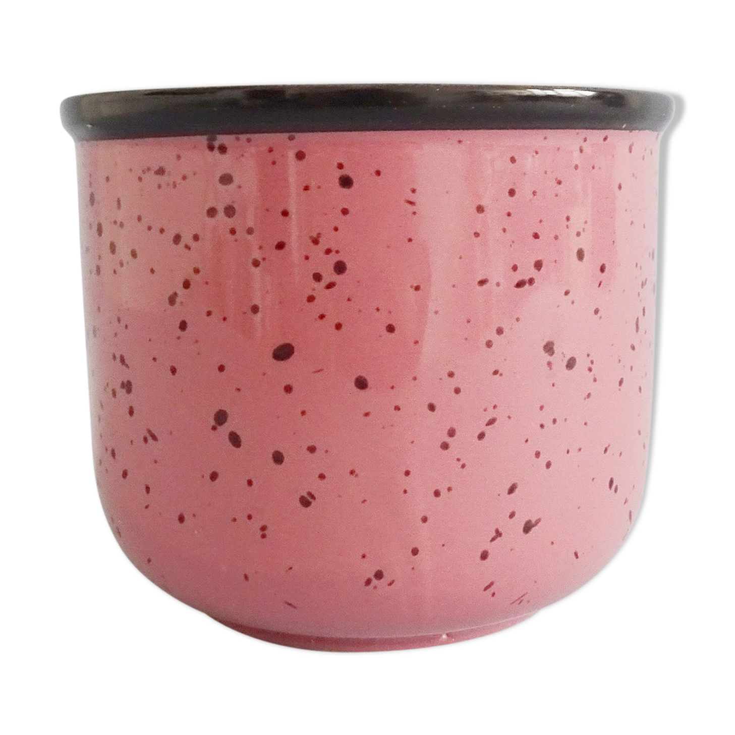 Flowerpot pink with terrazzo pattern, ceramic planter pink, plant pot 80s