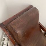 Méridienne fauteuil chaise longue cuir bois