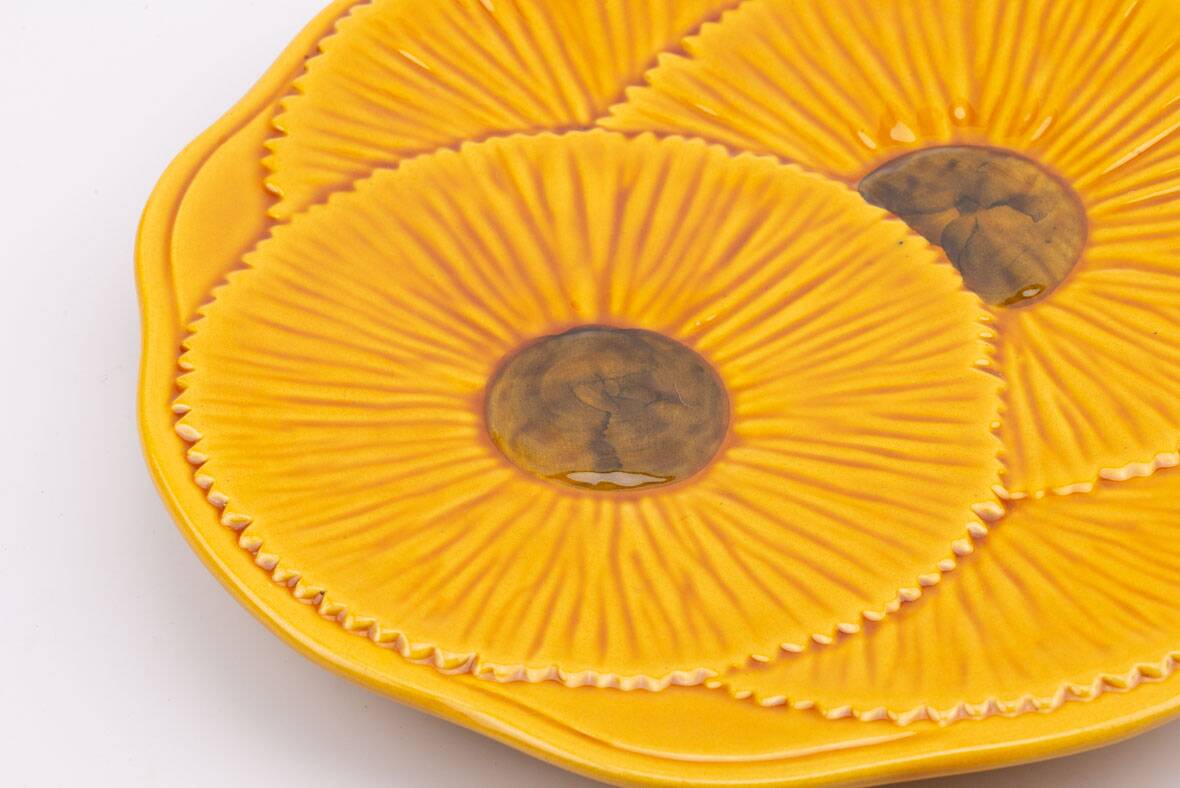 Vintage Vallauris ceramic plate - 1960s yellow floral design