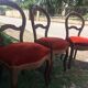 lot of 4 chairs Castle Chippendale, Louis XV late 1800s red velvet