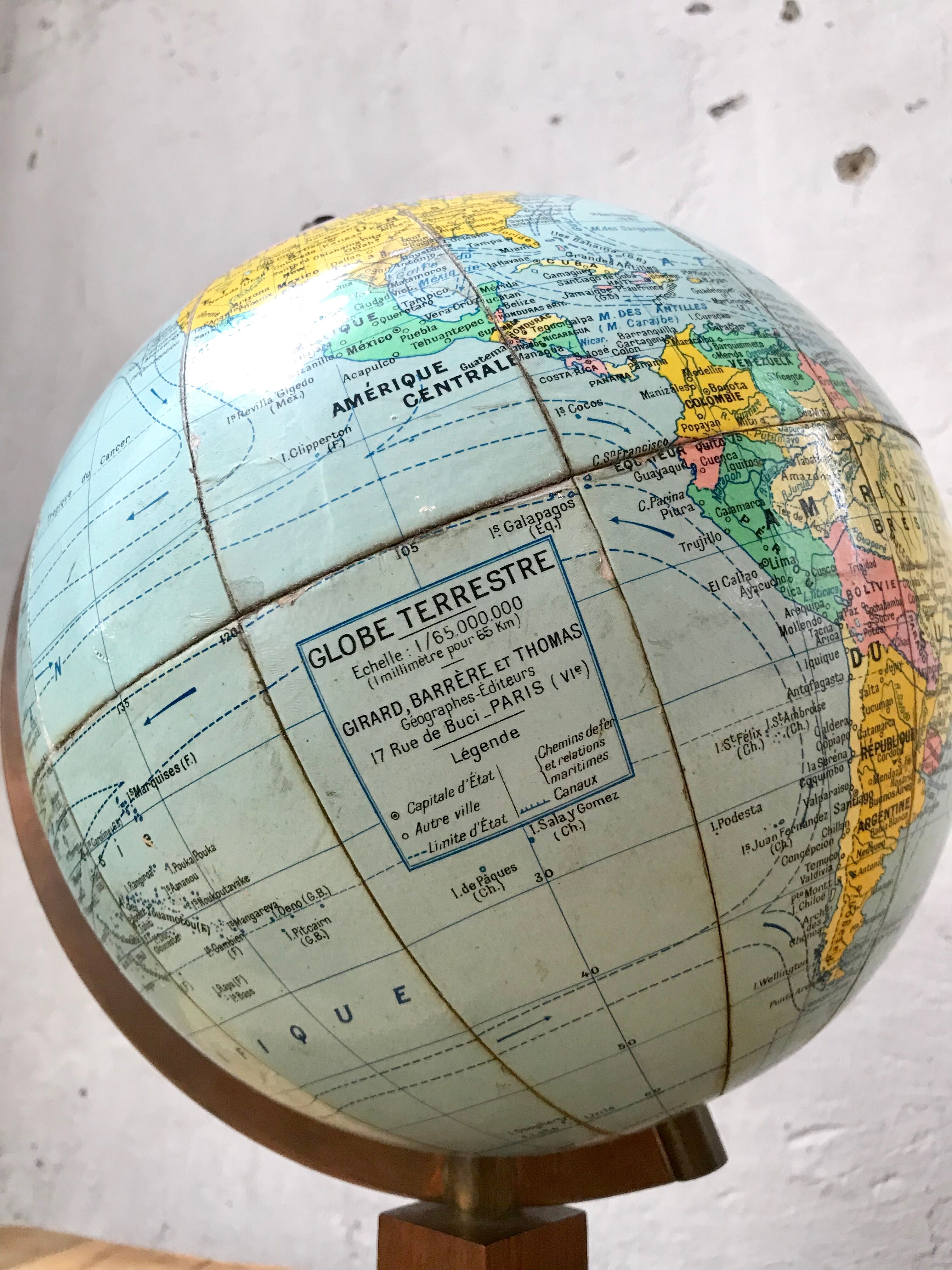 World map wooden base