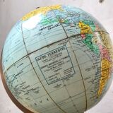 World map wooden base