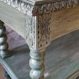Console Louis XIV shabby chic - patine vert sauge