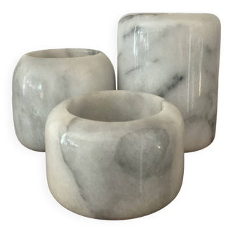 Vintage marble candlestick trio from the 1970s.