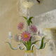 Lustre vintage en tôle peinte avec fleurs