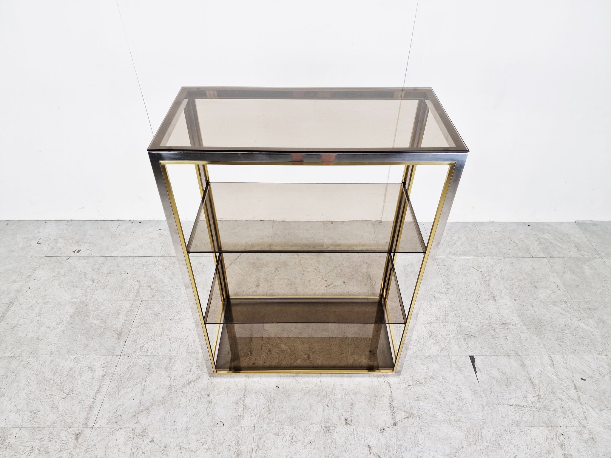 Etagère laiton vintage et chrome, années 1970