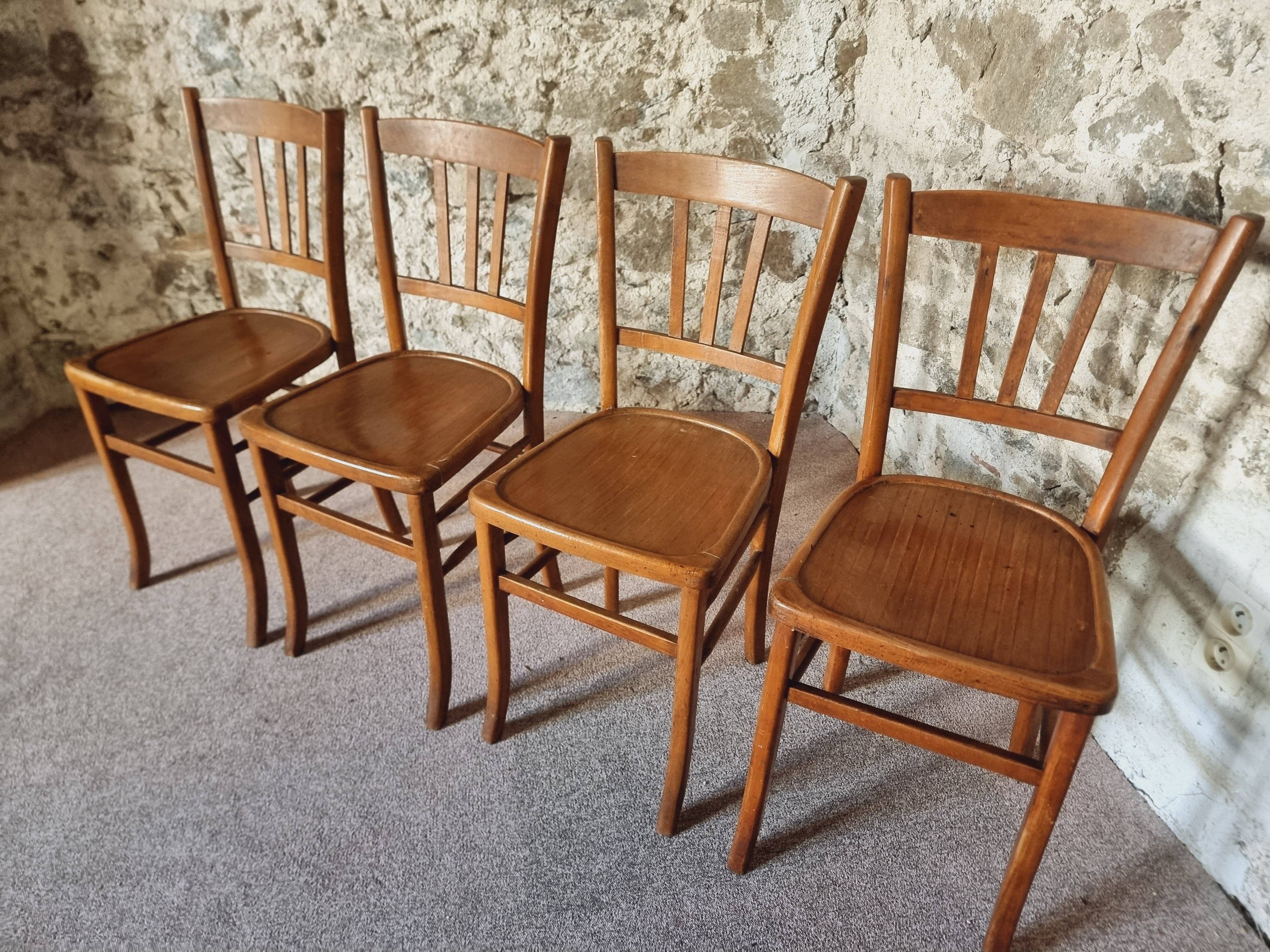 Set of 4 vintage Luterma beech bistro chairs – 1950s