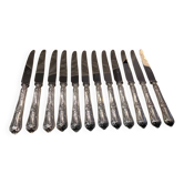 12 silver-plated dessert knives by Boulenger, Louis XV style, half-rich.