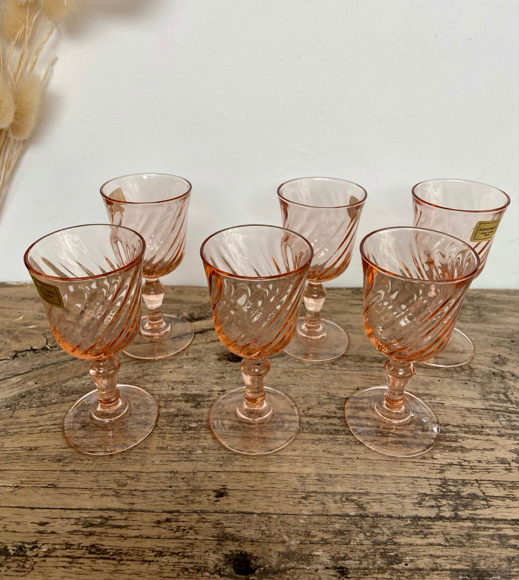 6 "Rosaline" vintage liqueur glasses by Luminarc