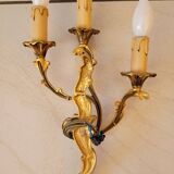 2 gilded bronze wall lights