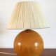 Vintage lamp in solid elm lampshade in wool 70s