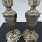 Art Deco metal candle holders.
