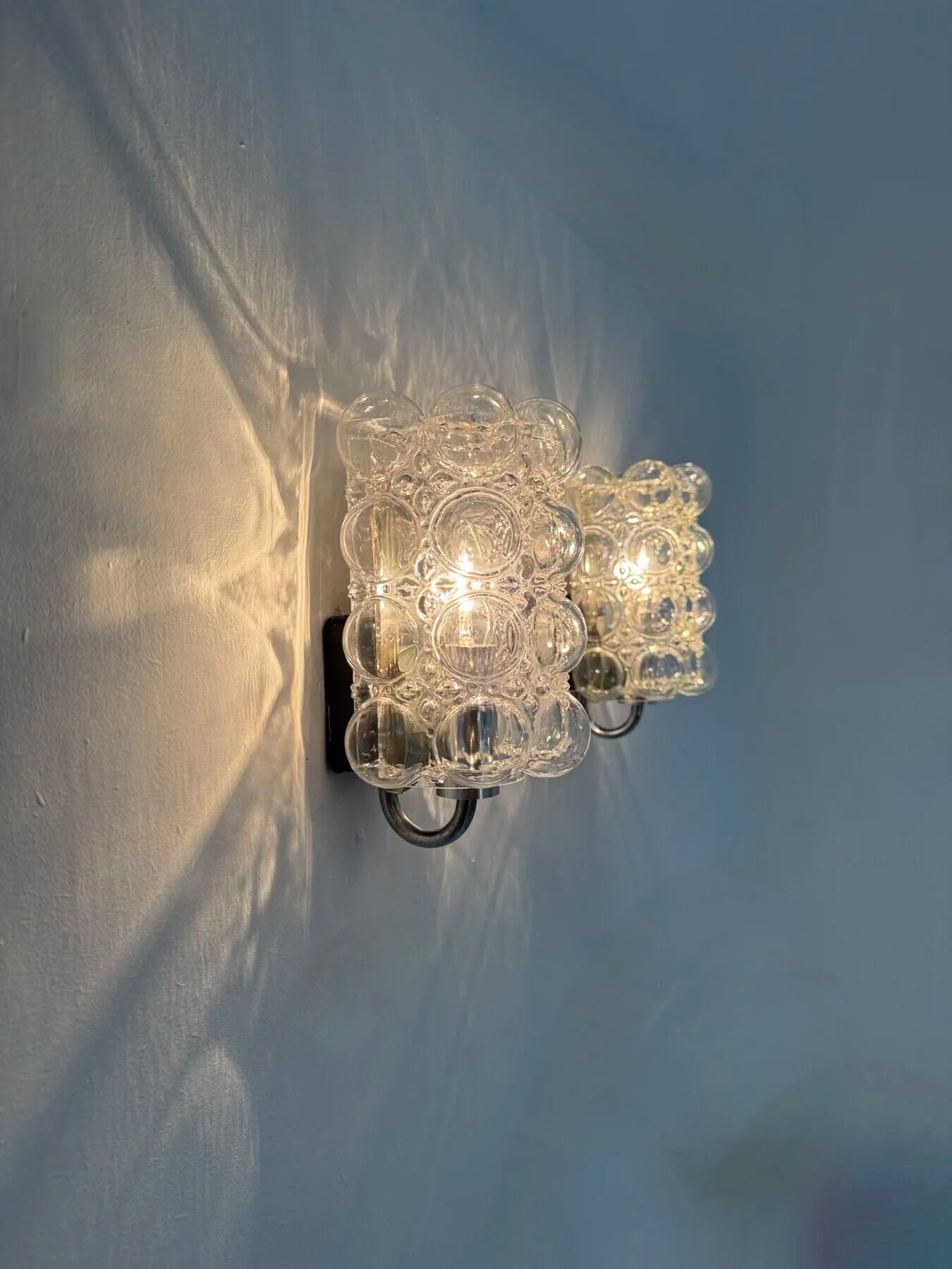 Set of 2 bubble glass wall lamp sconces by Helena Tynell for Limburg, Germany, 1970s