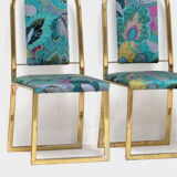 Set of four mid century Hollywood Regency dining room chairs with brass frame, 1970s