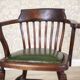 Early-20th Century Beech Desk Chair with Leather Seat, 1950s