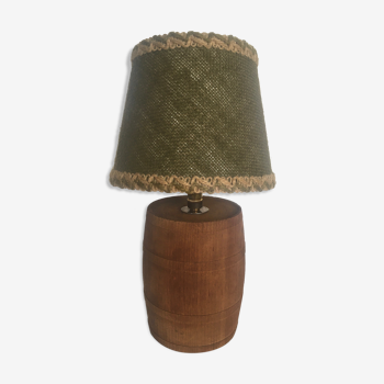 Wood side lamp and jute lampshade