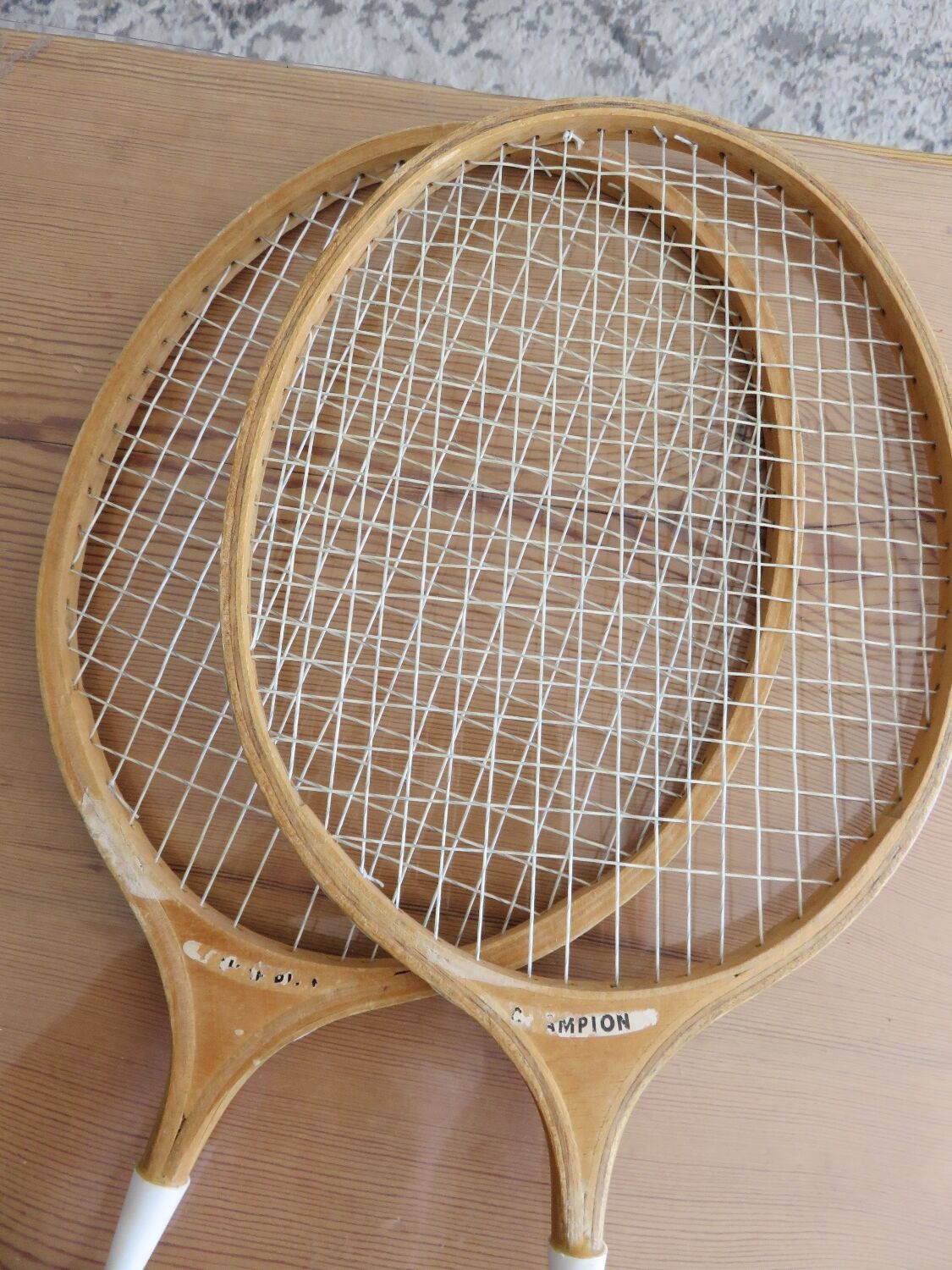 Pair of old badminton rackets