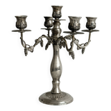 Chandelier, antique 5-branch metal candlestick.
