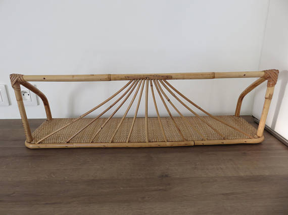 50 - 60's rattan wall shelf