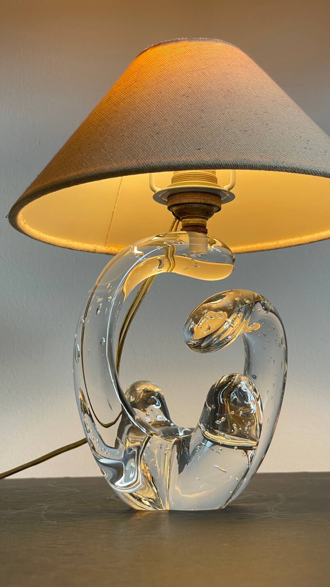 Lampe cristal art déco gravée Paris France
